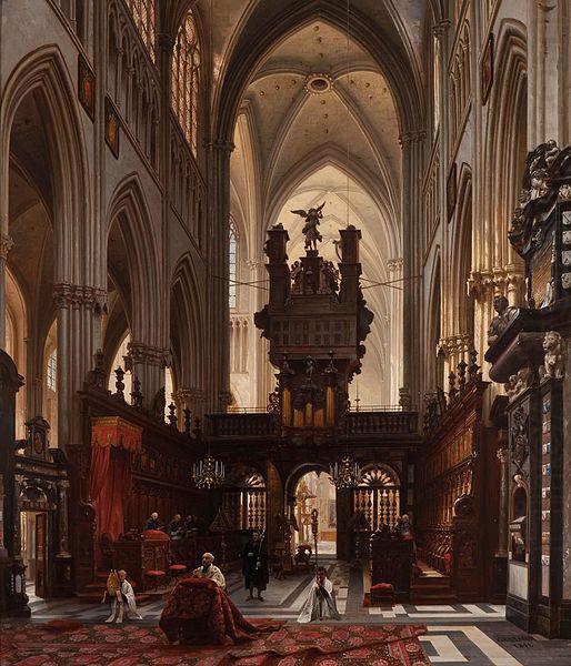 Victor-Jules Genisson Interior of the 'Sint-Salvatorkathedraal' in Bruges china oil painting image